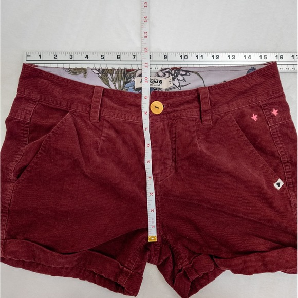 Indie Sleaze Red Corduroy Shorts - Rock &‎ Roll Embroidered Pockets - Women's S - Picture 9 of 9